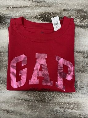 GAP Kids Pink Tee with Pink Metallic Logo Letters